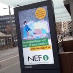 Infoscreens in Braunschweig und Wolfsburg werben mit Lokführer-Ausbildung bei der NEF